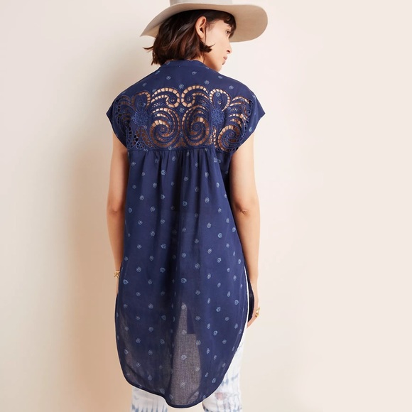 NWT Anthropologie Pilcro Lace Tunic XS Blue